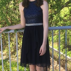 Navy blue short grad dress